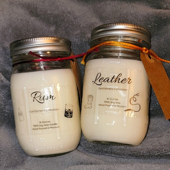 Rum & Leather Scented Candles, large 16oz